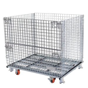 ตะแกรงเหล็กพับได้ Wire Mesh Containerประหยัดมีล้อ
