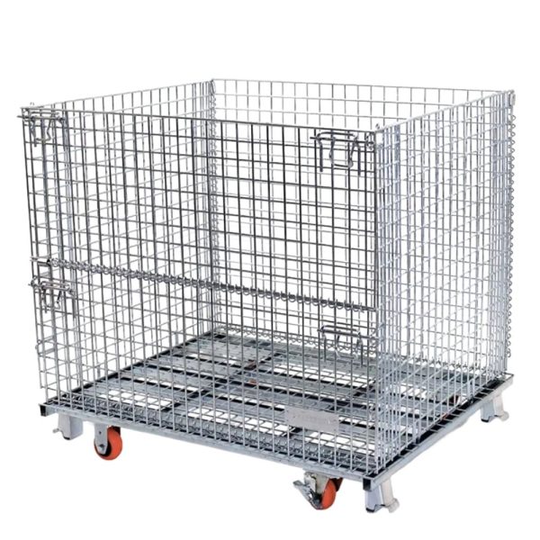 ตะแกรงเหล็กพับได้ Wire Mesh Containerประหยัดมีล้อ